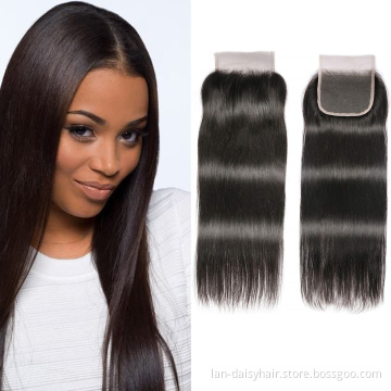 Lan-Daisy Vietnam Hair Straight Hair Lace Closure  Free/Middle/Three Part Transparent Lace Remy Human Hair Closure 4by4 Closure